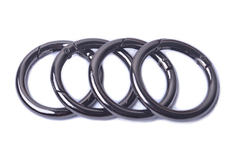 Bobeey 8pcs Black Gun Spring O Ring,Round Carabiner Snap Clip Trigger Spring Keyring Buckle,O Ring for Bags,Purses BBC3 (1 1/4''(3.2cm), Black Gun)â€¦